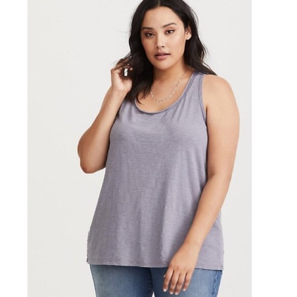 Torrid Premium Grey Scoop Neck Tank Top Tee Sz 0X - Picture 1 of 7